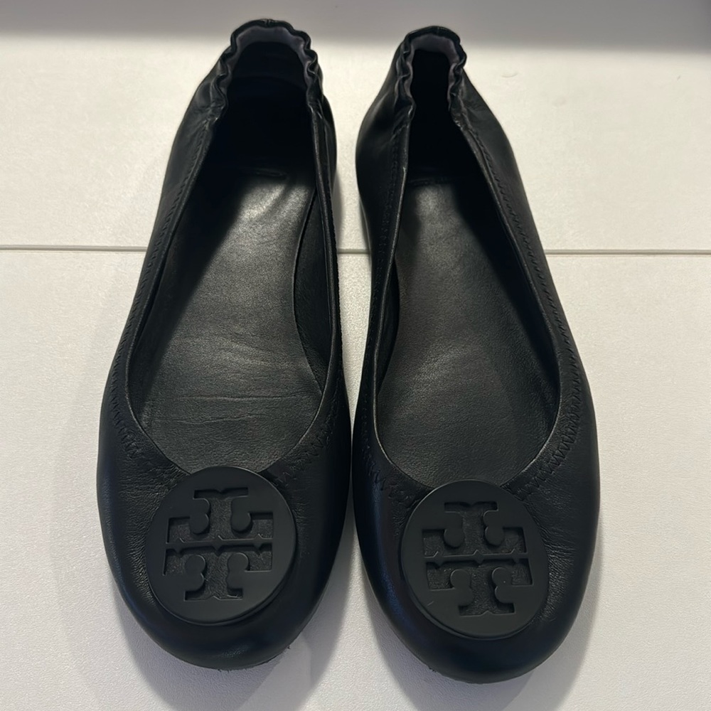 Excellent Condition Black Tory Burch Ballerina Flats, Size 7